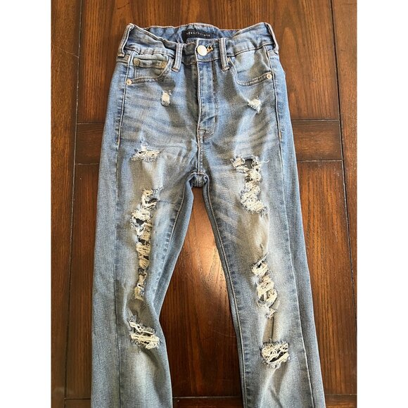 Aeropostale Distressed Ankle Legging Denim Jeans 0 Skinny Jeggings Ripped High R - Picture 2 of 11